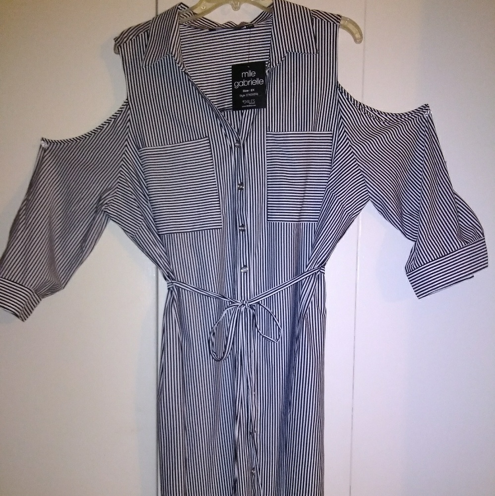 Peek-a-Boo Shoulder Stripped Dress